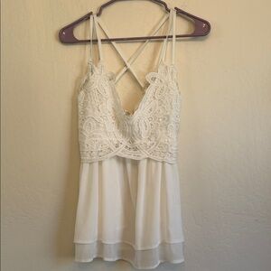 Elegant Lace White Tank Top